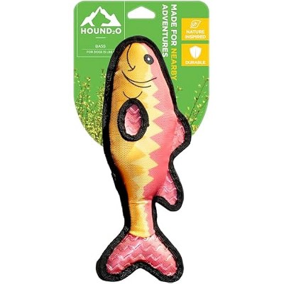 Plush Dog Toys | Bass Fish Stuffed Animal Squeaky Toy for Dogs | Outdoor Pet Toy Built for Adventure