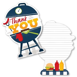 Big Dot of Happiness Fire Up the Grill - Shaped Thank You Cards - Summer BBQ Picnic Party Thank You Note Cards with Envelopes - Set of 12 - 1 of 4