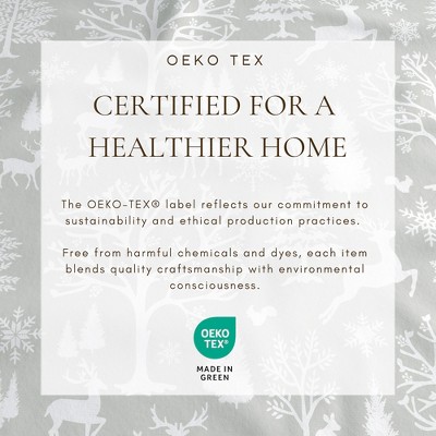 Queen Grey Cotton Flannel Sheet Set with Enchanted Woods Print