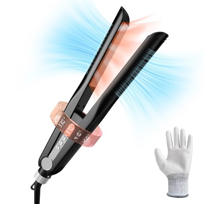 Nicebay Airflow Styling, Hair Straightener / Curler with Cooling Air, 1 inch Curling Wand Cool Air Vent, 5 Temp, Dual Voltage, Anti-Scald, LED Display