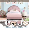Twin Size Upholstered Platform Bed With Shell Design Headboard Acacia Wood Bedframe Mattress Foundation No Box Spring Needed - 3 of 4