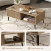 Garvee Fluted Coffee Table with Storage, Mid Century Dining Table with Sliding Door Panel and Wood Legs, Small Coffee Tables for Living Room - 4 of 4