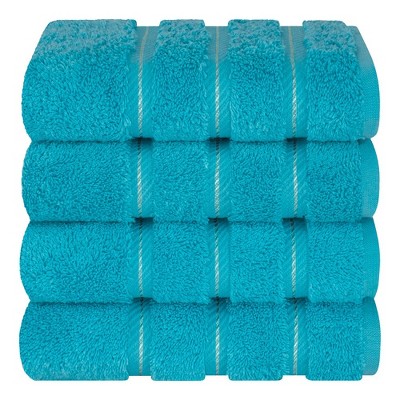 Aqua Blue 100% Cotton Turkish 4 Piece Hand Towel Set