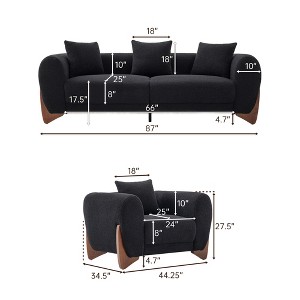 Modern Boucle Fabric Sofa Set - 1 Sofa and 2 chairs with Sleek Wooden Legs for Living Room or Home Office - Morden Fort - 1 of 1