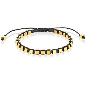 West Coast Jewelry Men's Small Hematite Cube Stone Adjustable Bracelet (4mm) - 1 of 4