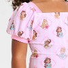 Toddler Girls' Disney Princess Puff Sleeve One Piece Swimsuit - Light Pink - 3 of 3