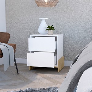 Vynxaria Brookland Nightstand 2 Drawers (12.4"Wx11.2"D), 17"Wx14.6"D Top, Sturdy Manufactured Wood, Stable Base - 1 of 4