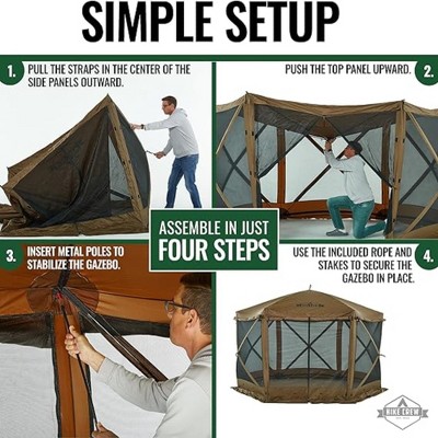 Hike Crew 12'x12' Brown Polyester Pop-Up Gazebo Tent with Zippered Panels