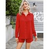 Women's  2 Piece sets  Button Down Shirt Long Sleeve Short Drawstring  Outfits - 2 of 4