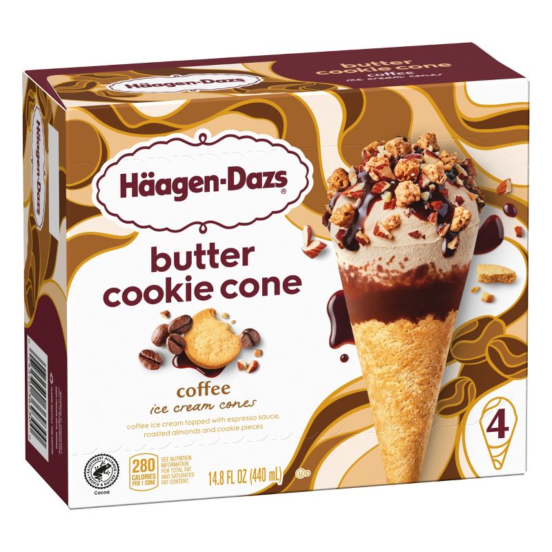 Haagen-Dazs Frozen Coffee Cookie Cone - 4ct/14.8oz, 3 of 8