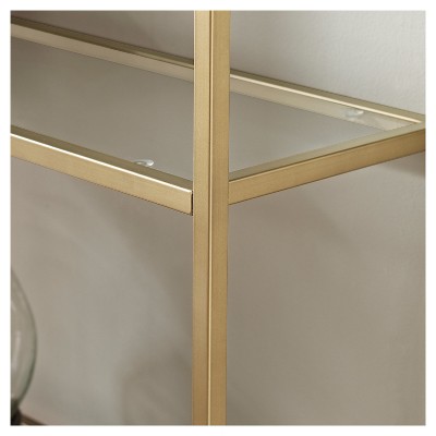 Aimee Antique Gold Pagoda-Style Metal and Glass Etagere