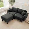 Boucle Fabric 2-Seater Loveseat L-Shaped Sectional Sofas with Shell-Shaped Armrests & Removable Ottoman, Cylindrical Wrapped Legs - 3 of 4