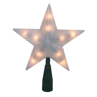 Northlight 7" Pre-Lit White Frosted 5-Point Star Christmas Tree Topper - Clear Lights