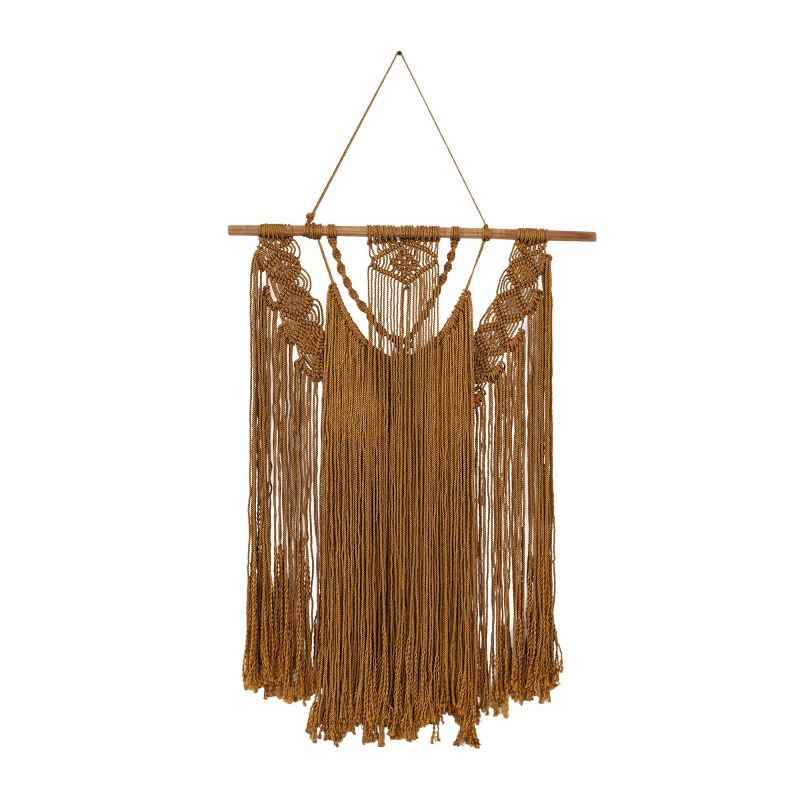49&#34; x 27&#34; Fabric Macrame Handmade Intricately Weaved Wall Decor with Beaded Fringe Tassels Brown - Olivia &#38; May, 2 of 6