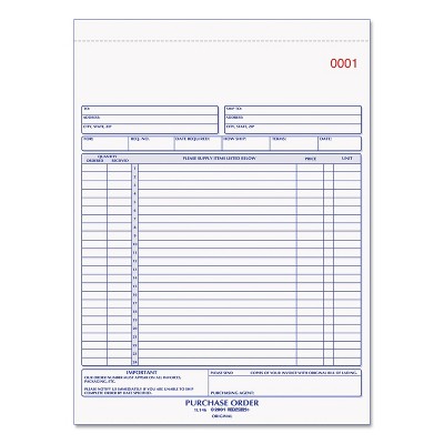 Rediform Purchase Order Book 8 1/2 x 11 Letter Two-Part Carbonless 50 Sets/Book 1L146