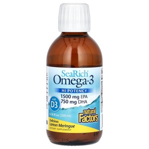 Natural Factors SeaRich Omega-3 with Vitamin D3, HI Potency, Delicious Lemon Meringue, 6.76 fl oz (200 ml) - 1 of 2