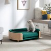Spassway 11"H*27"W*39"L Oval Velvet Pet Bed with Cushion Solid Wood Frame Dog Bed for Medium and Large Dogs Comfy Dog Couch Sofa for Dogs Cats - 2 of 4