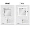 Amanti Art Mirror Makeover Bathroom Mirror Frame Border Kit - Fully Assembled Peel and Stick Frame - Mirror NOT Included - Cabinet White Narrow Trim - 4 of 4