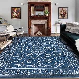 Modern Floral Rug Washable Area Rugs for Living Room Bedroom - 1 of 4
