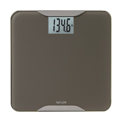 Taylor® Precision Products Digital Glass Bath Scale, Taupe with Stainless Steel Accents, 400-Lb. Capacity in Beige