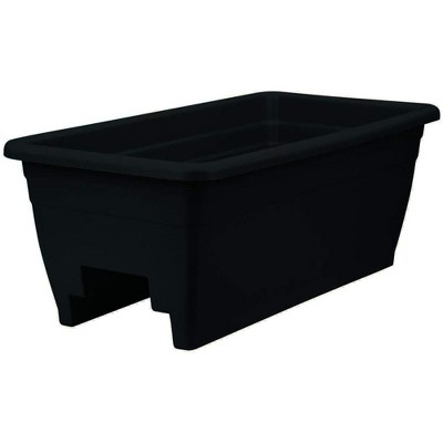 Black 24 Inch Rectangular Plastic Deck Rail Planter