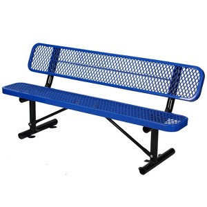 Itopfox Heavy Duty Park Bench with Backrest, Outdoor Metal Steel Mesh Bench for Garden, Lawn, Patio, Porch, Park, Yard in Blue - 1 of 4