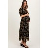 PinkBlush Black Metallic Floral Jacquard Overlay Maternity Maxi Dress - 3 of 4