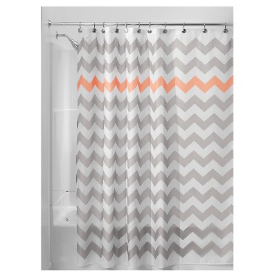 coral and gray shower curtain