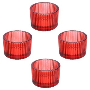 Unique Bargains Home Decoration Glass Tea Light Candle Holders 2 Pcs 2.17" - 1 of 4