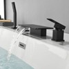 Cobbe Bathtub Faucet Set with 11.02-Inch Wide Bathtub Spout and Handheld Shower Single Handle 4-Hole Installation Bathroom Faucet Matte Black - 4 of 4