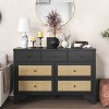 Dresser for Bedroom with 7 Drawers, 47.3'' Wide Wood Chest of Drawers with Natural Rattan Drawers - 4 of 4