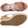 BLISSFUL STEP Women's Ankle Strap Wood Wedges Open toe Wedge Sandals - 4 of 4