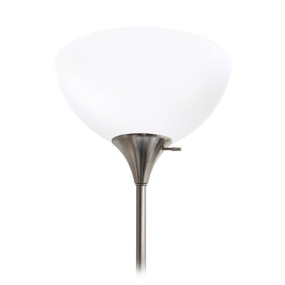 Elegant Brushed Nickel Floor Lamp with Adjustable Reading Light, White Shade