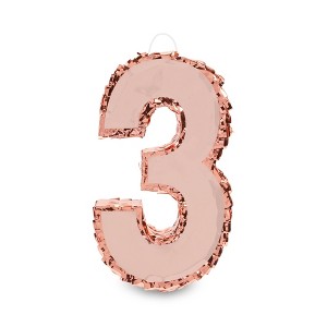 Blue Panda Rose Gold Pinata for 3rd Birthday Party, Number 3 (Small) - 1 of 4
