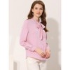 INSPIRE CHIC Women's Tie Neck Contrast Color Button Down Long Sleeves Shirt - 3 of 4