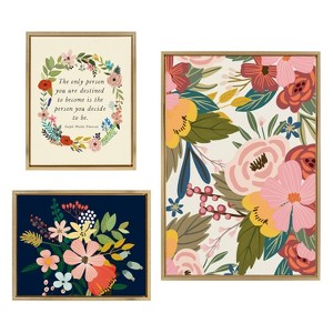 Kate & Laurel All Things Decor (Set of 3) Sylvie Softly MC 481 Floralis C and MC441 The Only Person Framed Canvas WallArts by Mia Charro - 1 of 4