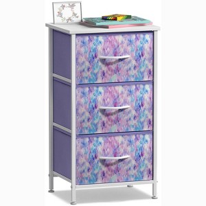 Sorbus Nightstand with 3 Drawers - Steel Frame, Wood Top & Easy Pull Fabric Bins - Perfect for Home, Bedroom, Office & College Dorm - 1 of 4