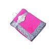 Bacati - Solid Fuchsia with Solid Border Blanket (Fuchisa/Grey Border) - 3 of 4