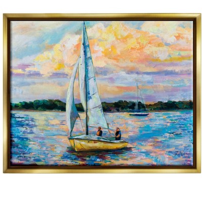 Stupell Industries Vivid Nautical Sailboat LandscapeFloater Canvas Wall Art