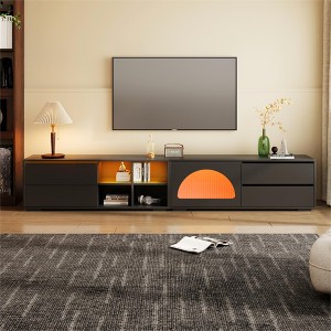 Whisen Modern Free-Combination Entertainment Center TV Stand for TVs Up to 100" with LED Light, Sliding Door and 2 Drawers - 1 of 4