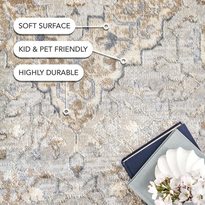Distressed Medallion Thea Multicolor Synthetic Area Rug, 10' x 14'