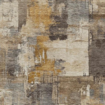 HomeRoots 5' X 8' Brown Beige And Charcoal Abstract Washable Indoor Outdoor Area Rug