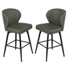 Arceso 26 Inch Swivel Bar Stools Set of 2, Counter Height Bar Stools with Back, Upholstered Counter Stools, Faux Leather with Stitching, Metal Legs - 2 of 4