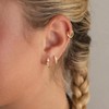 Gold Huggie Hoop Earrings Set for Women, Dainty Sterling Silver Stacks, Hypoallergenic, 3 Pairs - 2 of 4