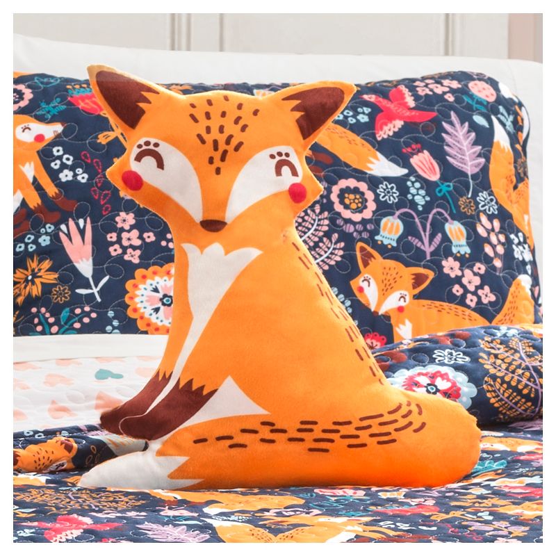 Friendly Fox Quilt Set with Fox Throw Pillow - Lush Décor, 4 of 14