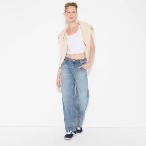 Women's 90's Mid-Rise Relaxed Straight Jeans - Wild Fable™ - 1 of 3