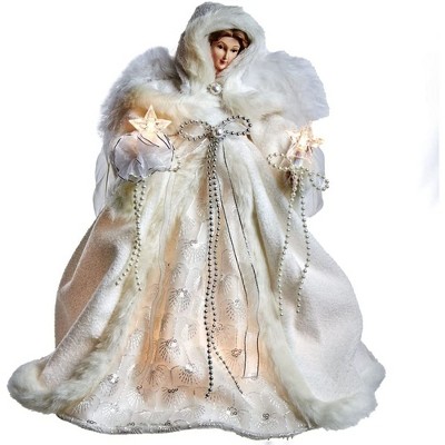 Kurt S. Adler UL 10 Light White Angel Tree Topper 14-Inch
