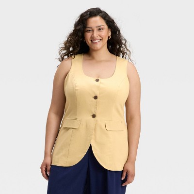 Women's Linen Blend Vest - A New Day™