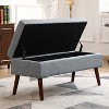 43.3"W Storage Bench for Bedroom, End of Bed Bench, Entryway Ottoman with Solid Wood Legs, Linen/PU Leather Upholstery, 300lbs Capacity - ModernLuxe - 2 of 4