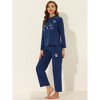 cheibear Women's Lounge Cute Cat Long Sleeve Tops with Pants Pajama Set - 3 of 4